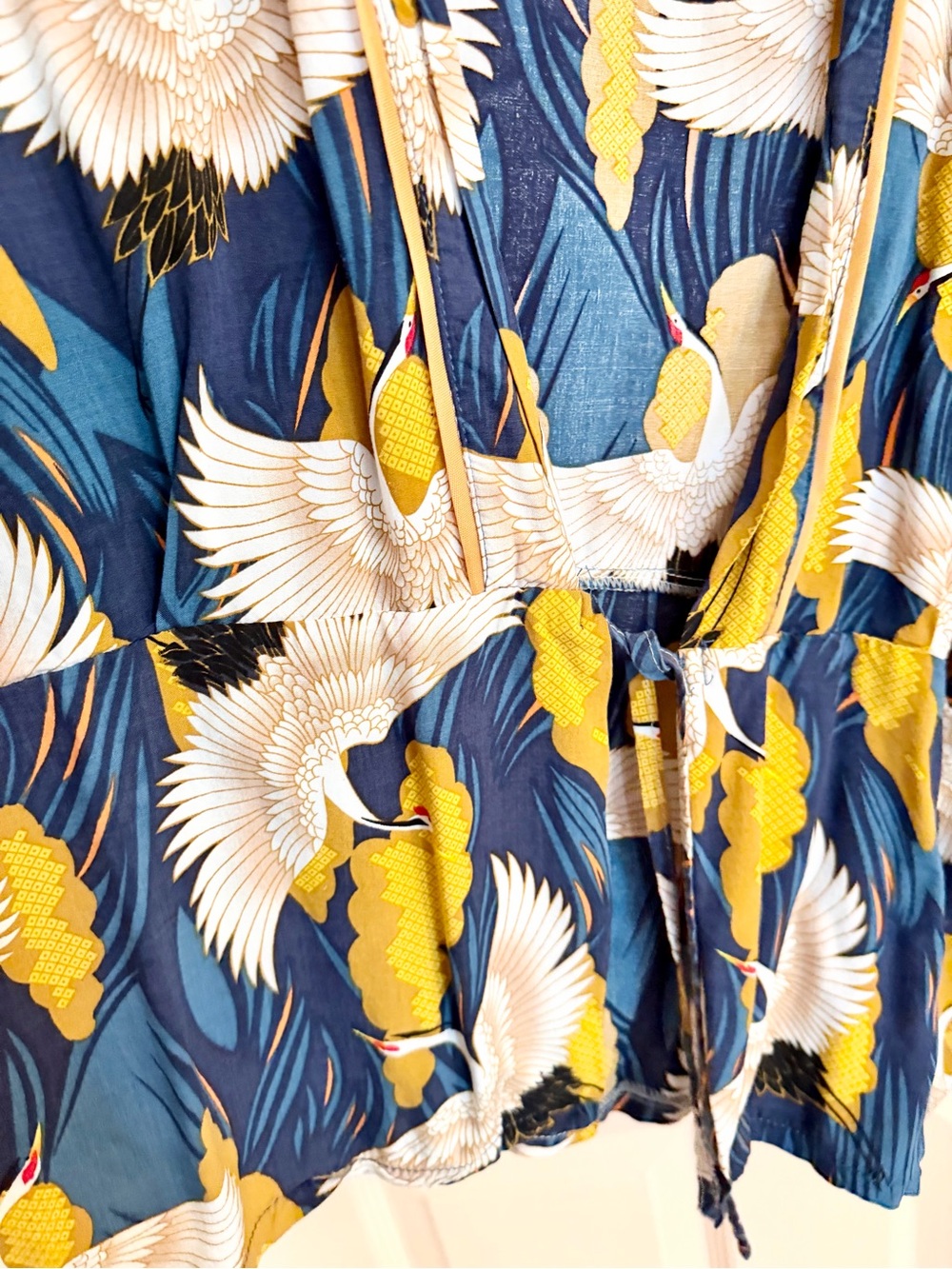 Blue lightweight crane kimono top - Picture 3 of 5